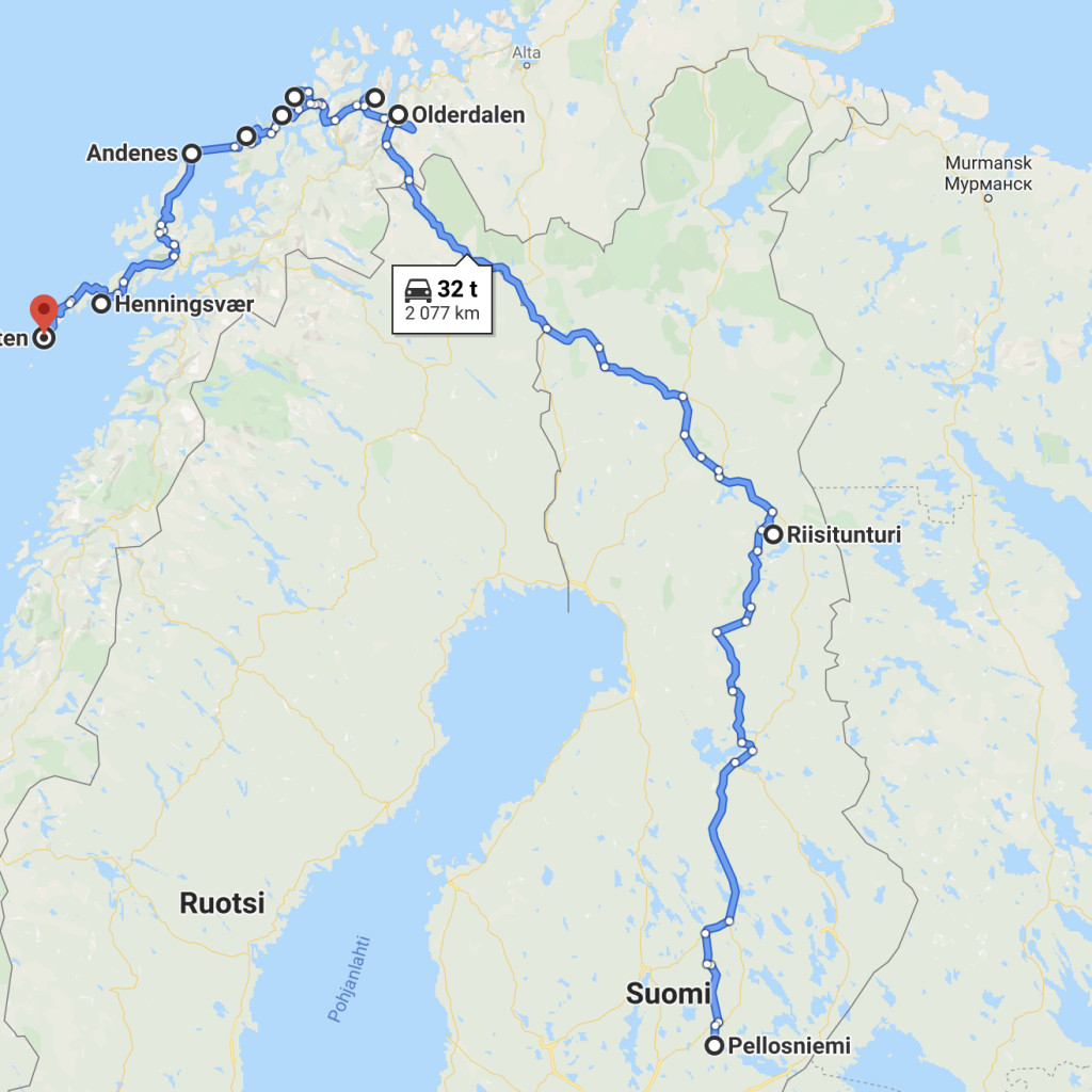 Ajoreitti Pohjois-Norjaan ja Suomeen | Vuorenvarma